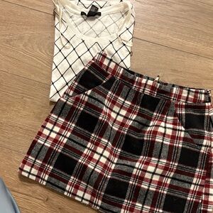 H&M Black and Red Plaid Mini Skirt
